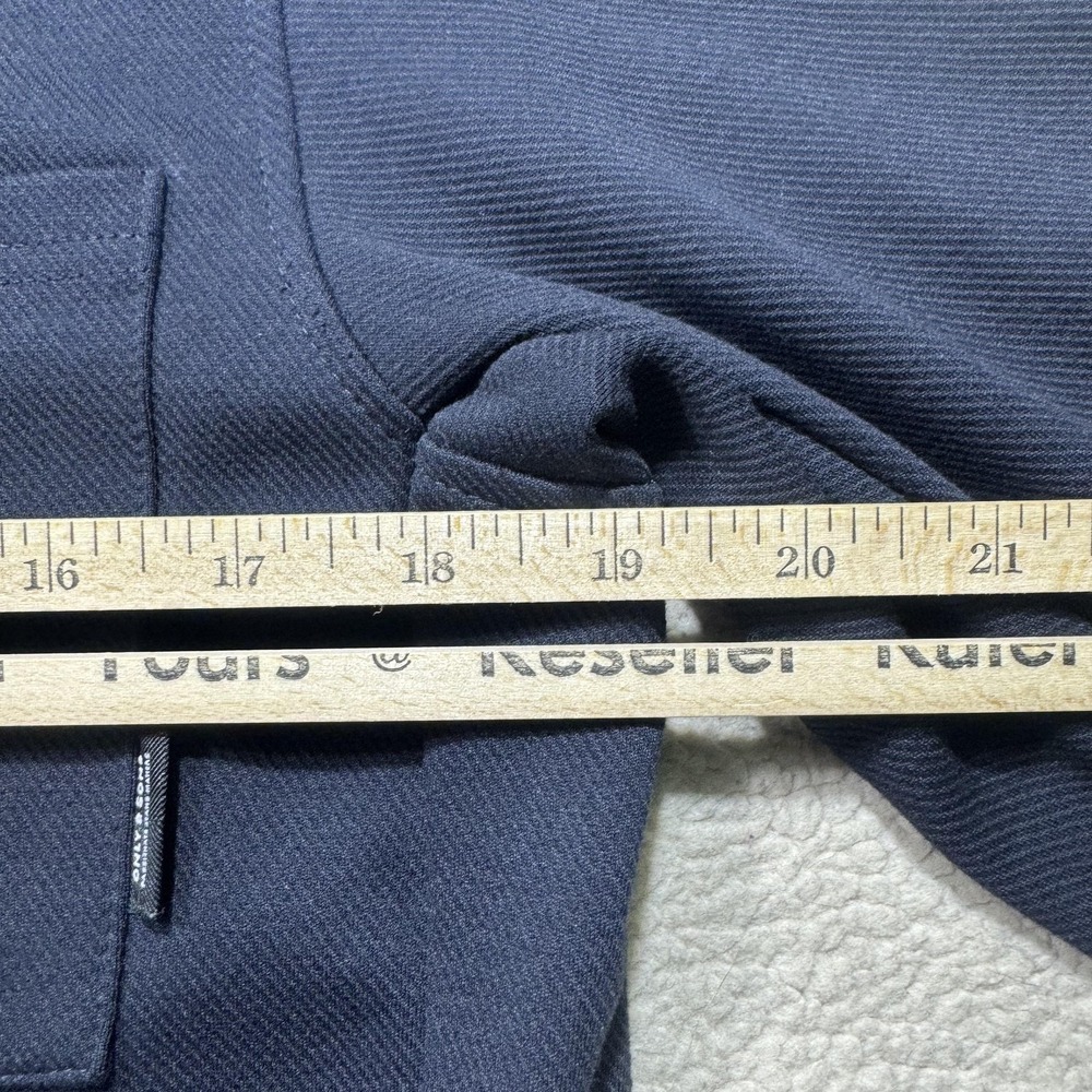 Only & Sons Overshirt Mens Large Navy Blue Full Zip Collar Pocket Stretch Casual - Picture 11 of 12